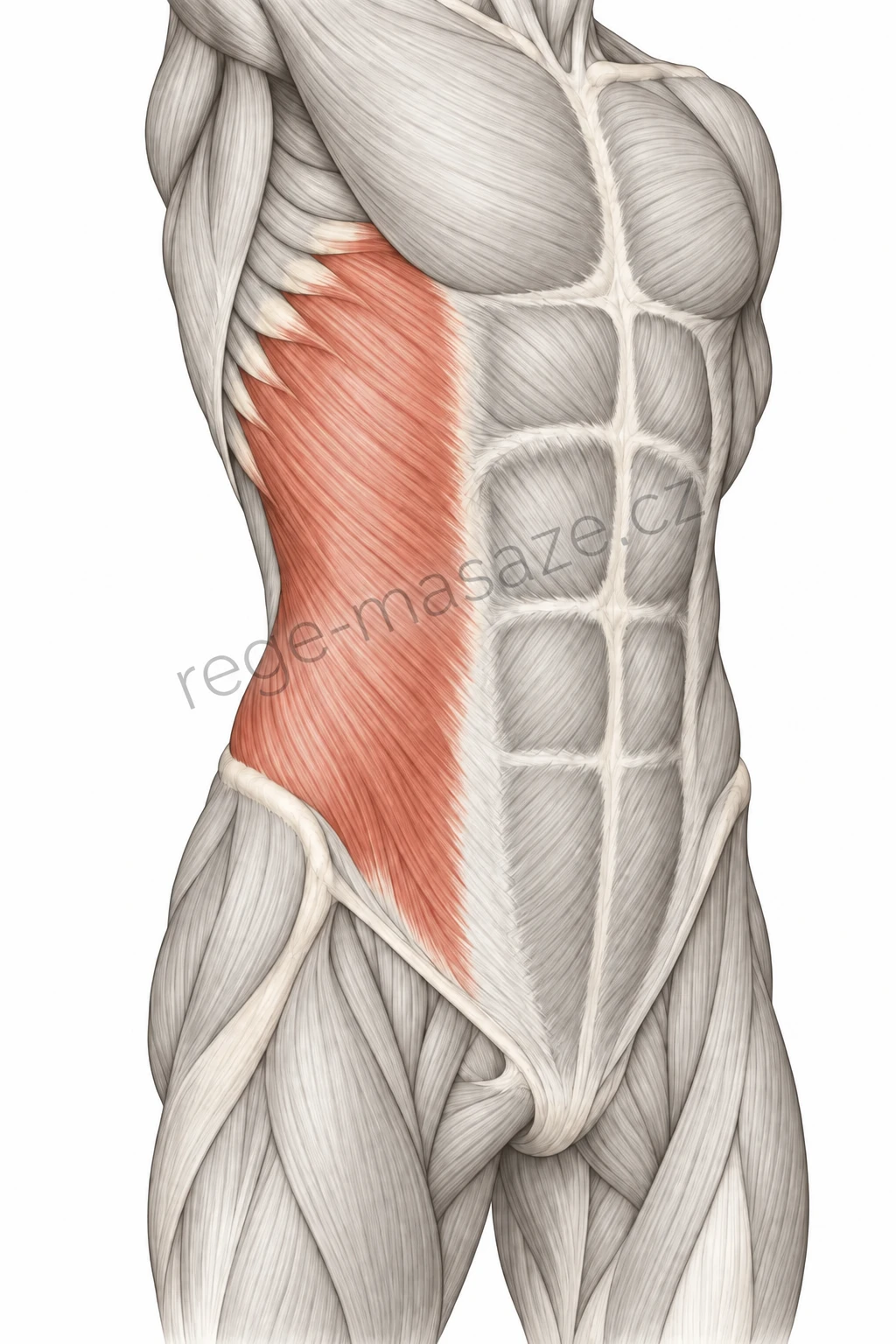 Zevní šikmý sval břišní (m. obliquus externus abdominis)